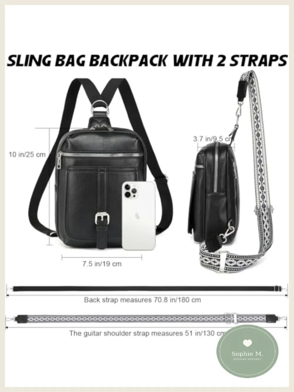 Mini Diaper Bag Crossbody Sling with Instant Wipes Pocket Vegan Leather